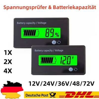 12-72V Digitales LCD Monitor Spannungsprüfer Batteriekapazität Indikator Anzeige