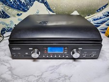 Jensen JTA-450 Stereo Turntable Black USB SD AM/F 33/45/78 RPM Headphone Tested