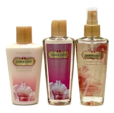 Victoria's Secret Sheer Love 3 pc Fragrance Mist Body Wash Body Lotion 4.2 fl oz