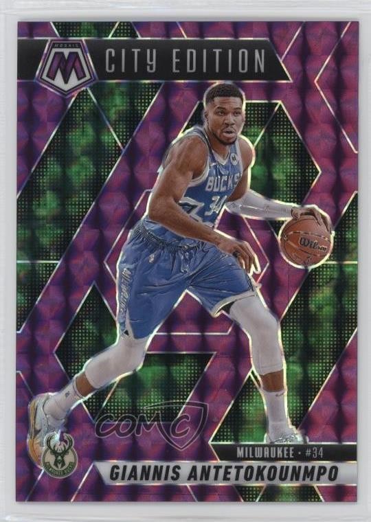 2024-25 Panini Mosaic City Edition Purple Prizm 26/99 Giannis Antetokounmpo 16wc