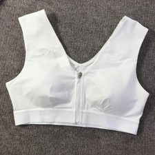 Tommie Copper Sports Bra Womens XL White Zip Front Support Activewear Gym