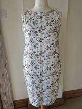 BNWT Ladies Size 14 Cream & Brown Sleeveless Linen Blend Next Dress RRP £32