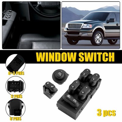 3Pcs Window Control Door Lock Mirror Switch SW6666 for 2006-2008 Lincoln Mark LT