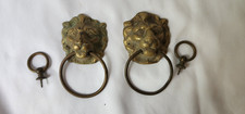Salvage BRASS Lions Head Drawer Pulls & matching Ring Pulls 5