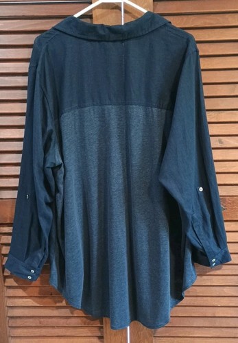 NWT Martha Stewart Collection Linen Blend Button Blouse Navy Blue Sz 2X - Picture 8 of 10