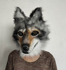 Máscara de látex con cabeza de animal Wolfhound accesorios de película disfraz con disfraces