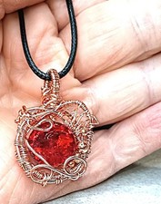 Handmade Wire Wrapped Jewelry Faceted Glass Crystal Copper Necklace/Pendant