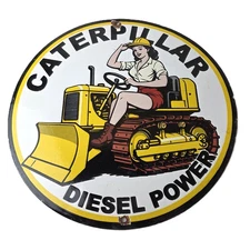 Vintage Caterpillar Sign - Diesel Power Service Gas Porcelain Sign