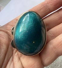 Antique Hallmarked  Turquoise Enameled Sterling Silver Egg Trinket Box