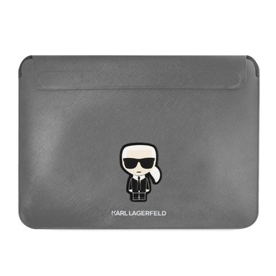 Karl Lagerfeld Tasche Hülle für Tablet/Laptop 13/14 zoll Saffiano Ikonik-silber
