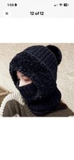 Women Thermal Knitted Hats Full Face Mask Scarf Winter Warm Neck Hooded Hats NEW