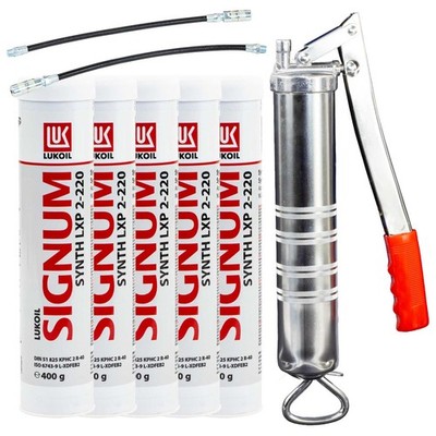 Lithium-Komplexfett Fett Lukoil Synth LXP 2-220 5 X 400g + Fettpresse BockTec