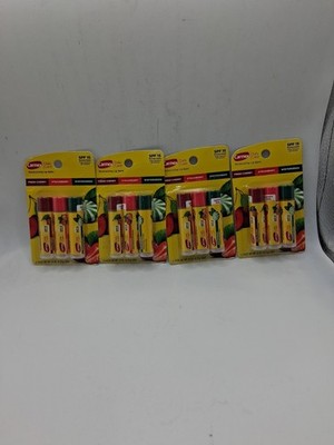 4x Carmex Moisturizing Lib Balm SPF15 Cherry Strawberry Wintergreen 3 .15 Oz Ea.