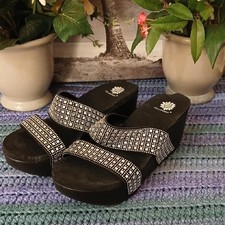 Yellow Box Black and White Patterned Wedges