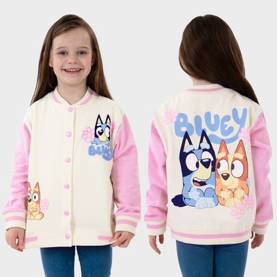 Bluey Bomberjacke | Kinder Flower Varsity Jacket | Mädchen Bluey und Bingo Jacke
