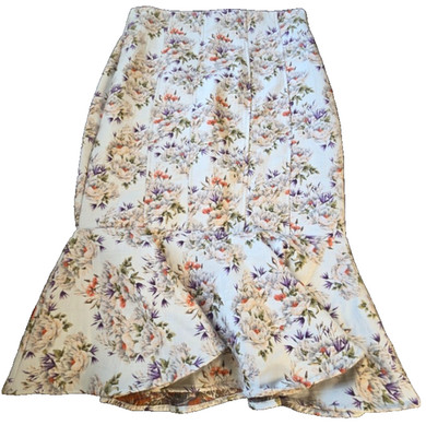 Eva Mendes Skirt Ivory Floral Brocade Mermaid Cut Tapestry sz 6 Midi Cottage