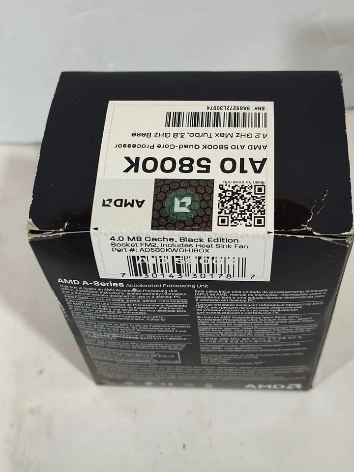 NEW AMD A10-5800K Quad Core 3.8 GHz Socket FM2 AD580KWOHJBOX Processor w/ Cooler - Image 4 of 4