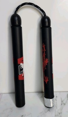 ATA Nunchucks Black and Red  Taekwondo Dragon Foam Padded PRACTICE 9''