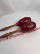 Vintage Pair of 2 Wooden Maracas Instrument Hand Carved Bermuda