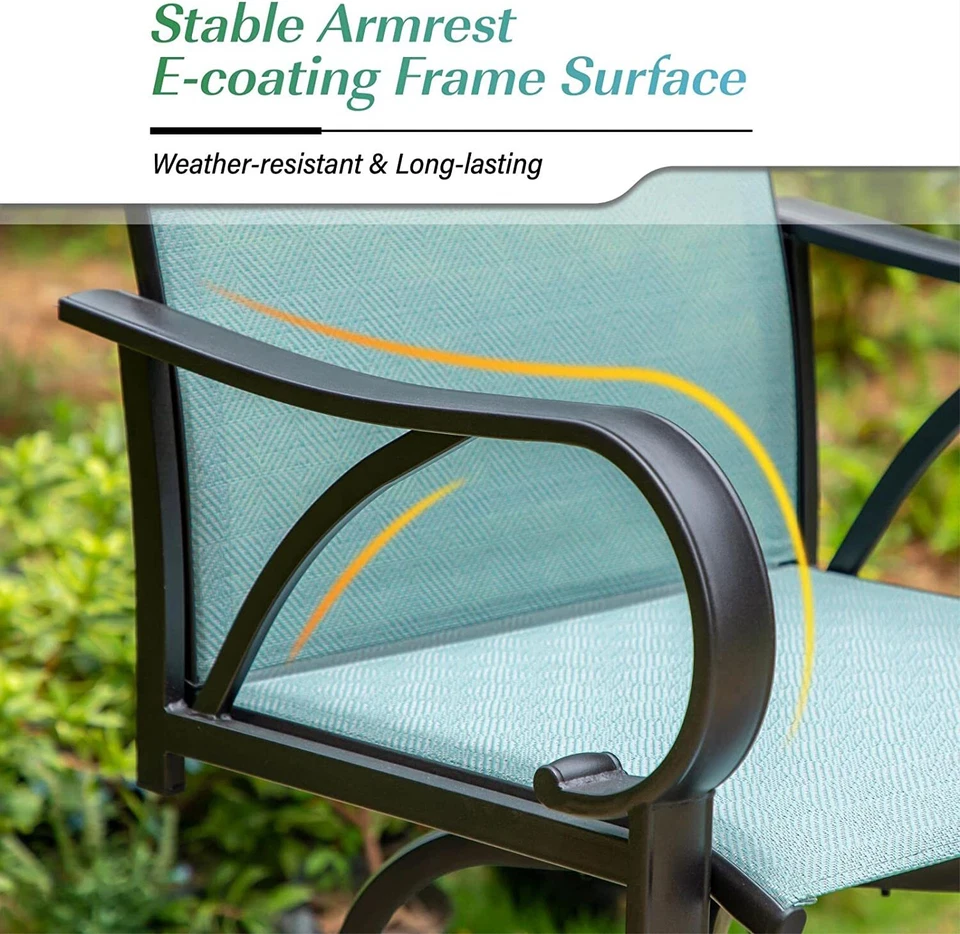Conjunto de 2 bancos de bar giratórios para área externa altura de bar cadeiras de pátio tecido de secagem rápida - Imagem 2 de 4