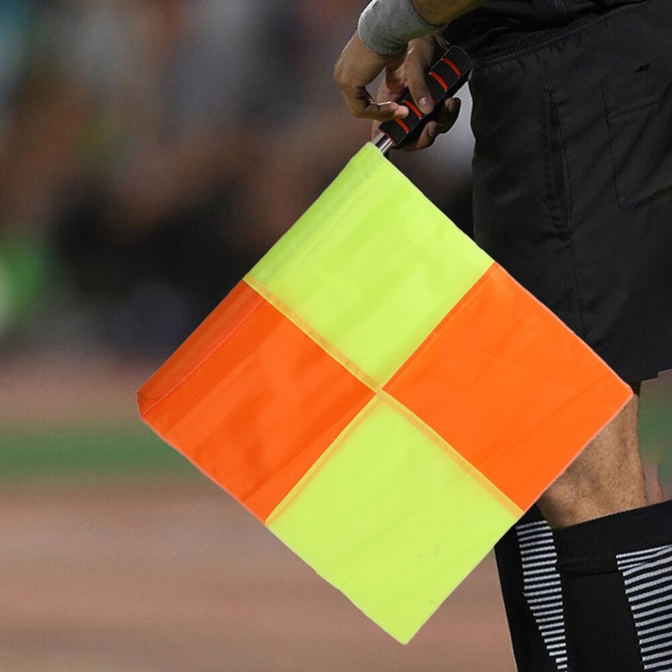 2 Pcs Hand Signal Flags Match Warning Judge Soccer Referee for Football