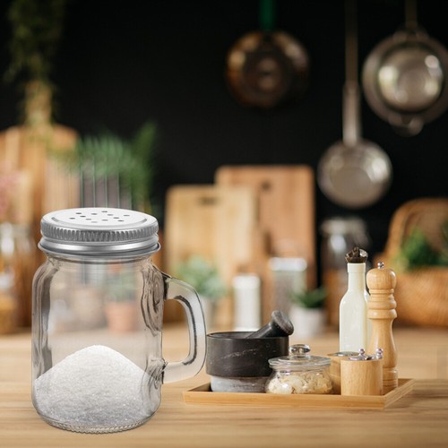 2 Pcs Condiment Bottles Glass Seasoning Shaker Small Round
