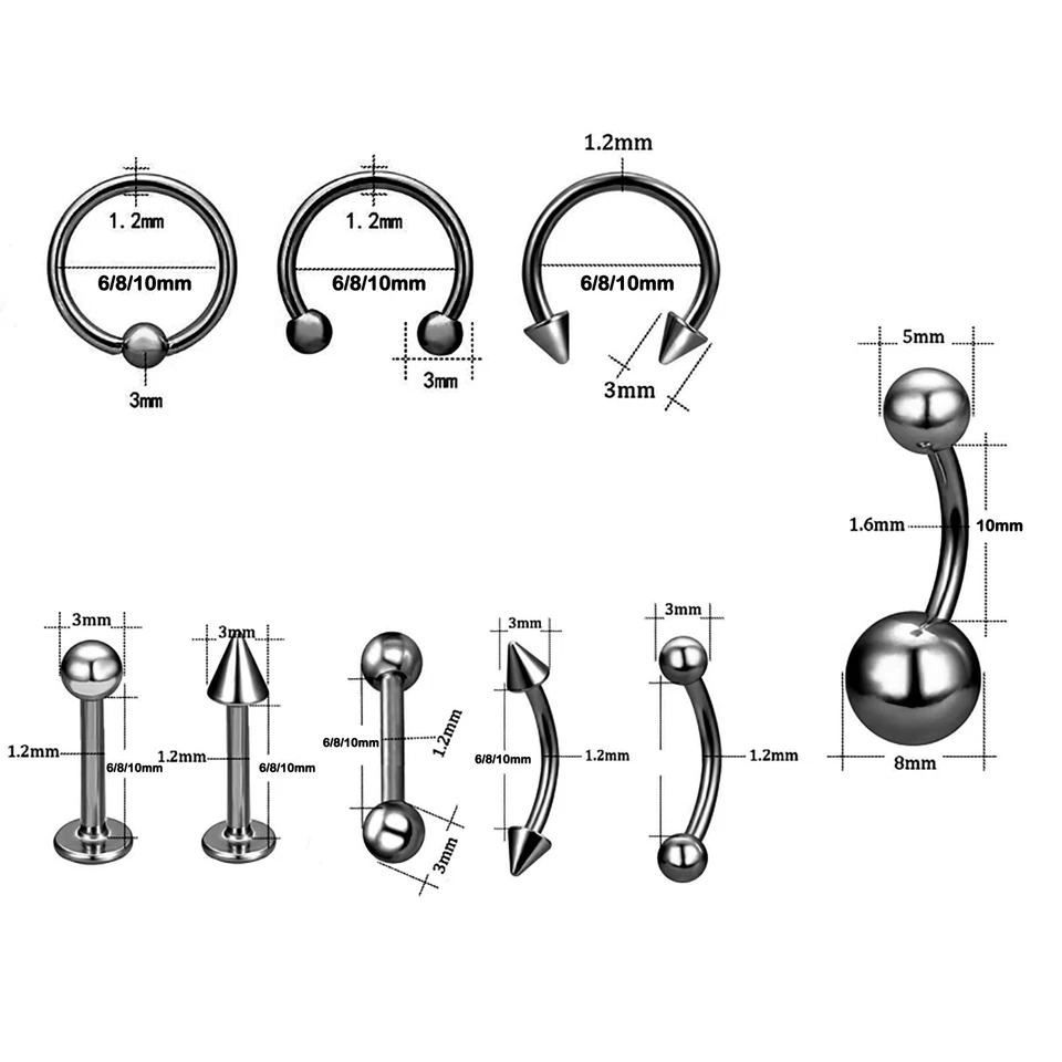 42 Pcs Professional Body Piercing Tool Kit Ear Nose Navel Nipple Needles Set AU - image 2 of 4