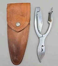 Vintage Angler's Pliers With Knife & Sharpener With Original Leather Sheath