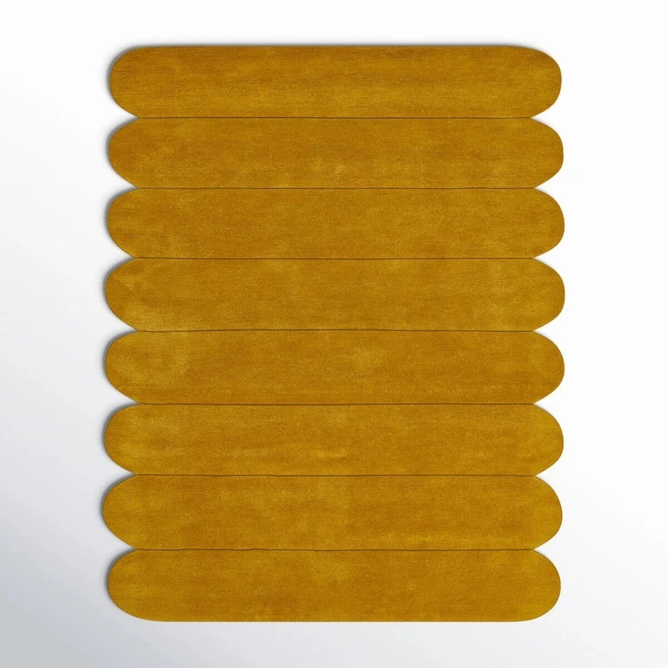 Alfombra moderna acolchada a mano color amarillo para cualquier habitación alfombra 8x10 9x12 10x14 pies Foto 2 de 4