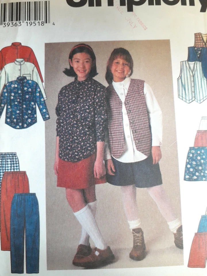 Simplicity 7361 Pants Vest Skirt Pants Shorts Sewing Pattern Girls 12 14 UC FF - Image 2 of 4