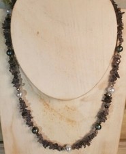 Purple "Sea" Glass Pearl Necklace Sterling Silver Clasp 16-18"