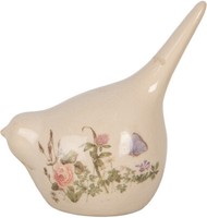 Clayre & Eef 6CE1954M Dekoration Vogel Beige Rosa 14X9X15 Cm Landhausstil