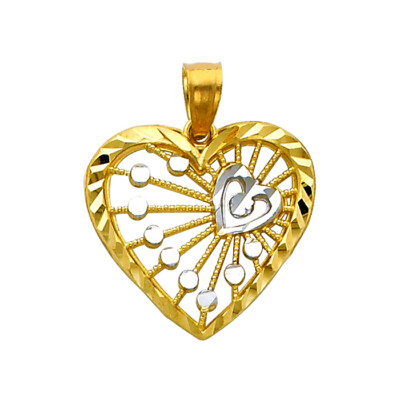 Webbed Heart Genuine 14k Two-Tone Gold Ladies Ornate Webbed Heart 0.67