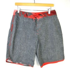 Oakley Board Shorts Mens 30 Red / Gray Drawstring Surf Pocket Stretch 9"