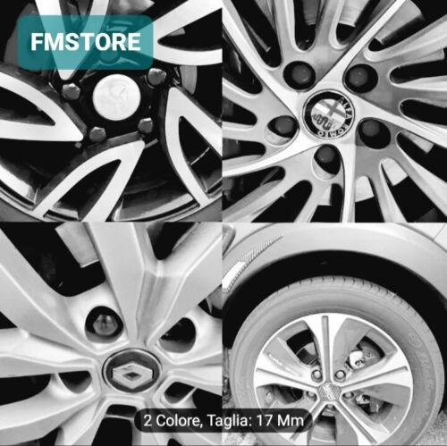 20x COPRIBULLONI 17MM TAPPI PER RUOTE AUTO IN ABS NERO UNIVERSALI COPRI DADI - Picture 7 of 7