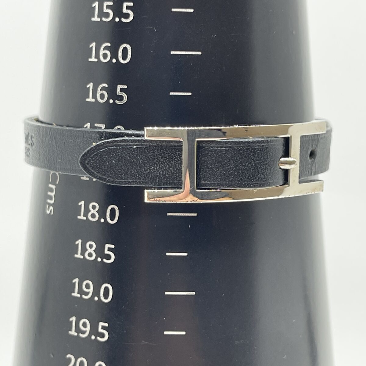 Authentic HERMES Hapi Silver Hardware Bracelet Black Leather Authentic HERMES Hapi Silver Hardware Bracelet Black Leather