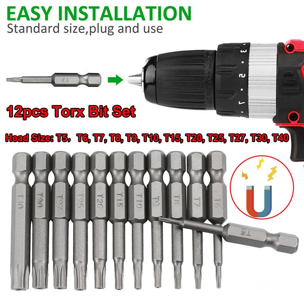 12x Torx Bit Set Quick Change Connect 