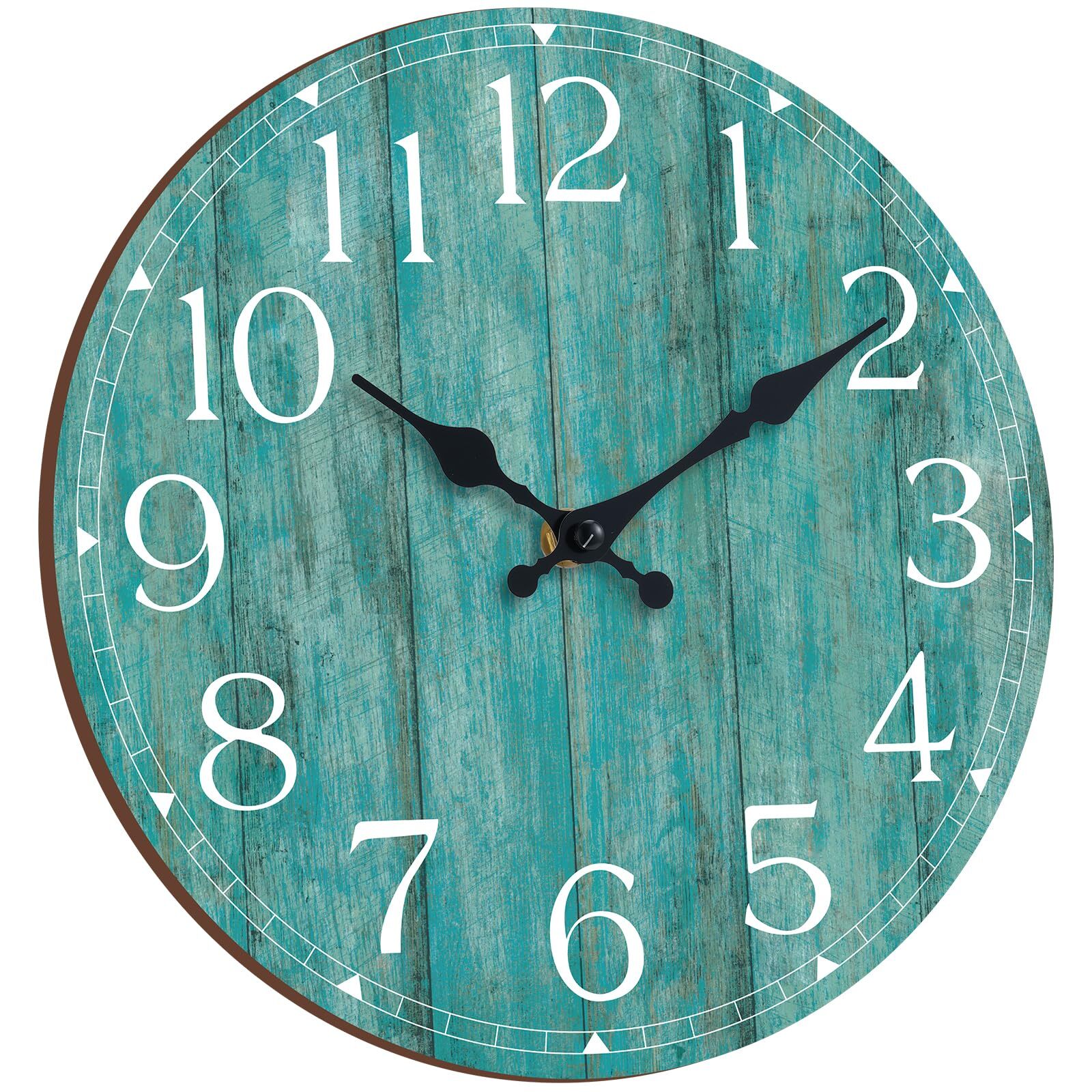 Teal Wall Clock 12" Silent Non-Ticking Battery Turquoise Decorative Unisex