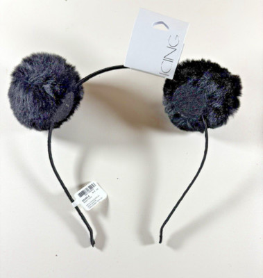 NEW Black Fur Puff Ball Headband from Icing