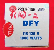 GE ~ DFY 115-120V 1000 W ~ VINTAGE PROJECTOR LAMP ~ NEW IN BOX ~ "E"