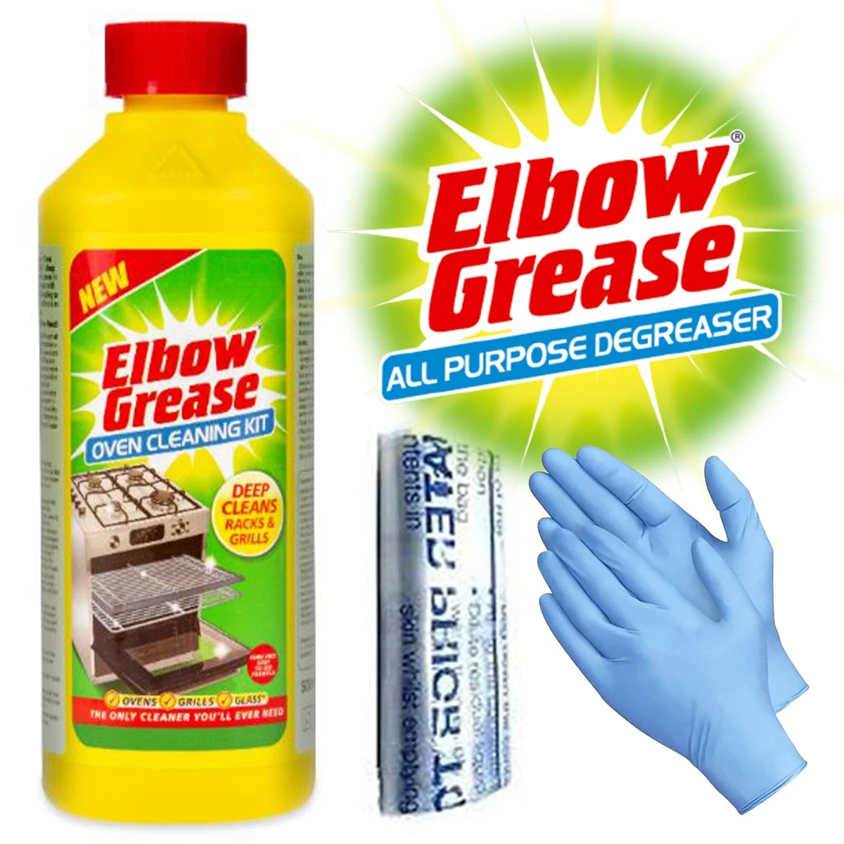 OVEN CLEANING KIT Elbow Grease Remover Grill Glass Cleaner