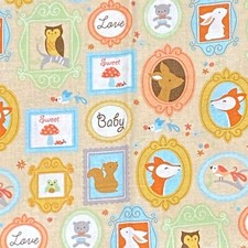 Woodland Nursery Fabric Pastel Quilting Cotton Print 35x44