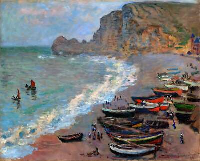 The Beach at Etretat Painting by Claude Monet 8x10'' Art Print