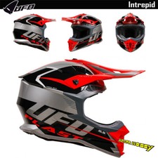 CASCO CROSS ENDURO UFO INTREPID GRIGIO ROSSO NERO ECE 22.06