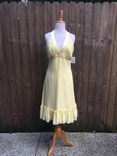 Davids Bridal Canary Yellow Formal Bridesmaid Prom Dress Halter Size 8 NWT 135