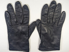 Black Leather Gloves 100 Antron Nylon Grandoe Vintage SIZE 7, GOOD CONDITION