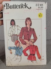 Vintage 70s Womens Blouse Top Size 12 Sewing Pattern Butterick 5748 Uncut