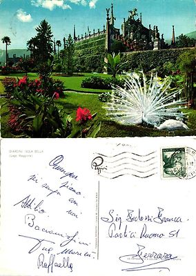 POSTCARD POSTCARD V.TA ISLAND BELLA - LAKE MAJOR GARDENS AND PEACOCKS 1966