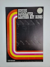 Vintage 1973 Genuine Leather keychain cardboard store display EMPTY easel back