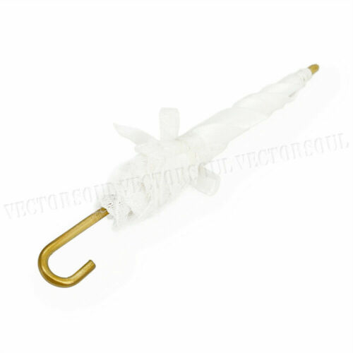 Ombrello da donna bianco in pizzo miniatura ombrellone bellezza 1:12 casa delle bambole arredamento casa regalo - Foto 8 di 8